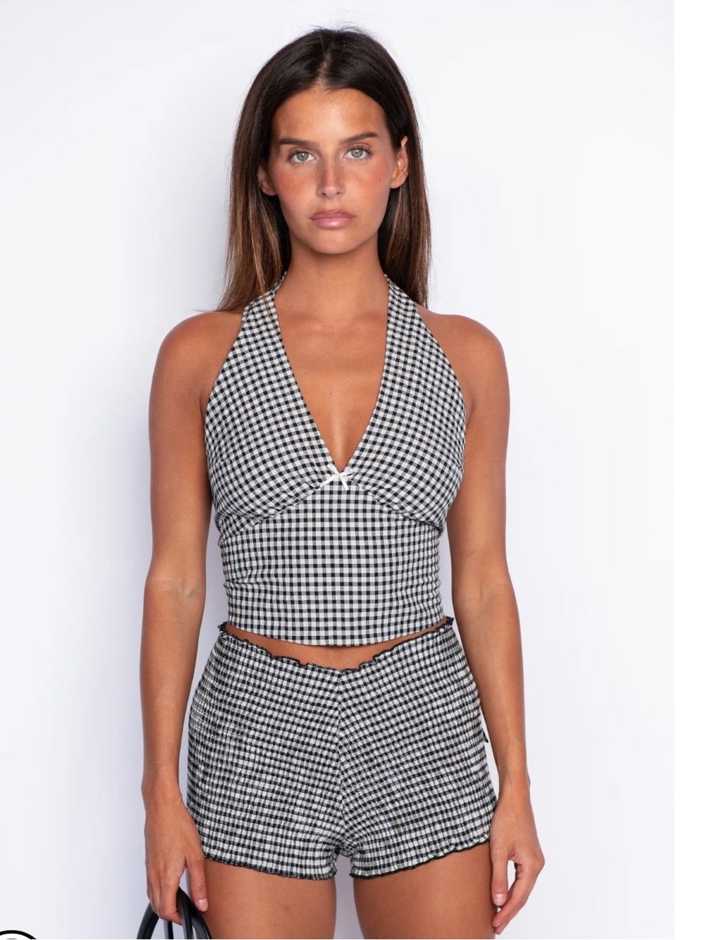 Skatie black gingham Lilly shorts and Adriana top size XS